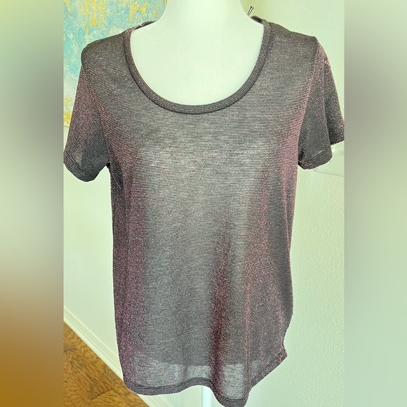 Scotch & Soda Tops - Scotch & Soda Women's Black & Red Shiny Mesh Top, Size L